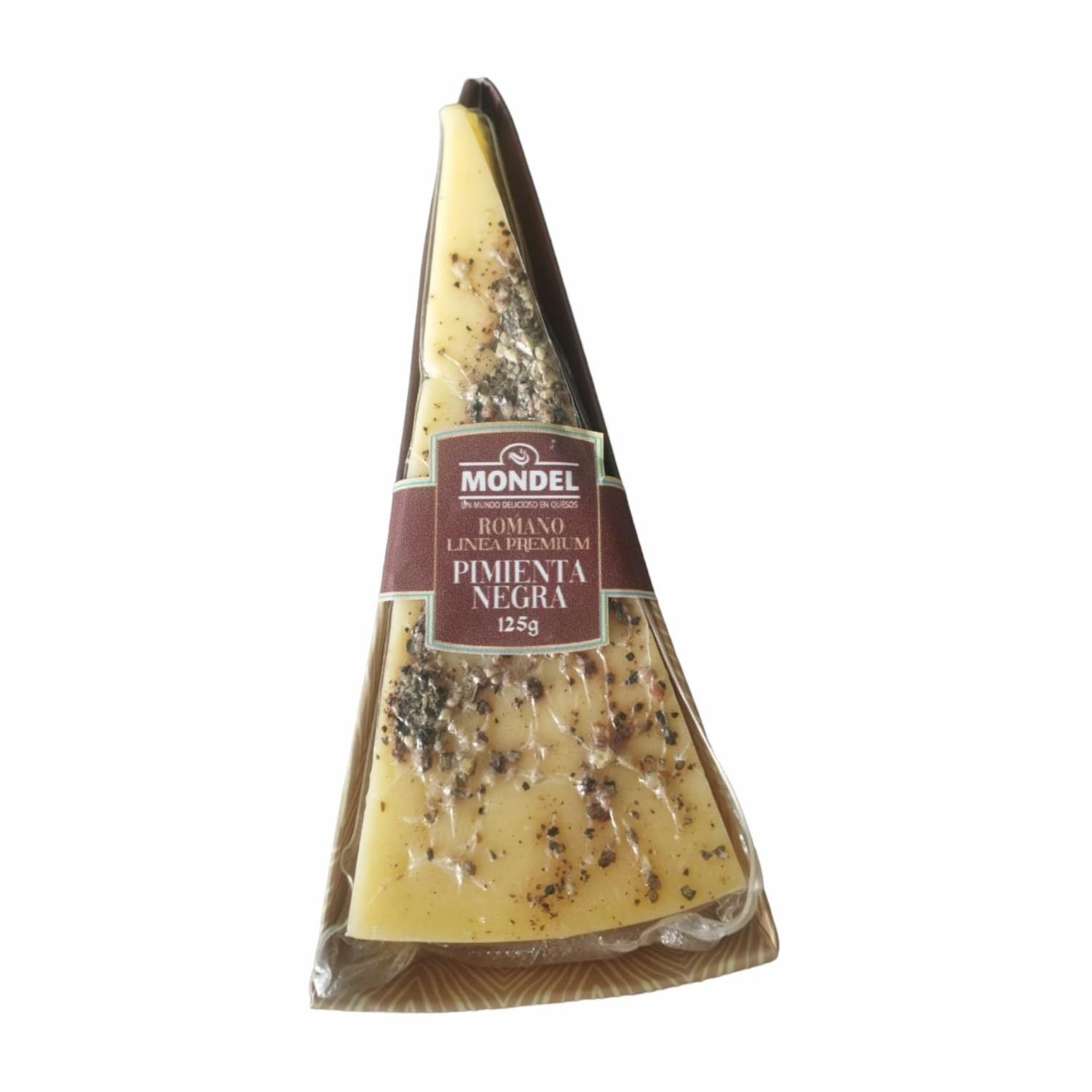 Queso Romano Línea Premium Con Pimienta Negra MONDEL 125 G