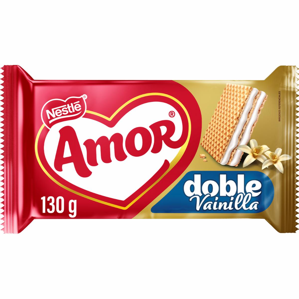 Galletas Waffer Doble Crema De Vainilla AMOR 130 G