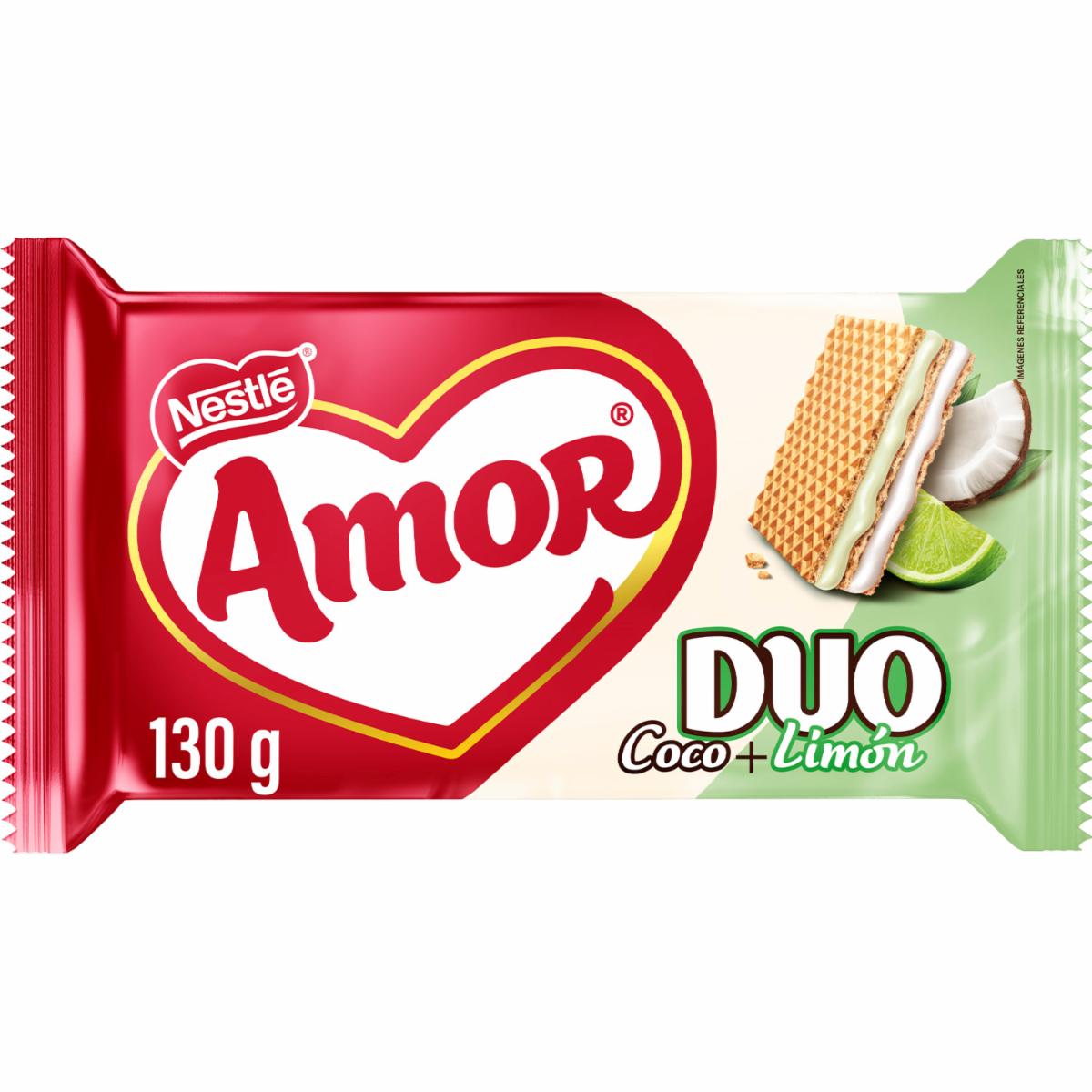 Galletas Waffer Duo Sabor Limón+Coco AMOR 130 G