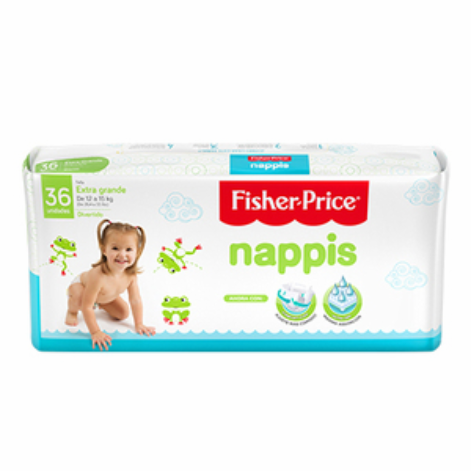 Pañales Nappis Extra Grande FISHER PRICE 36 Unidades