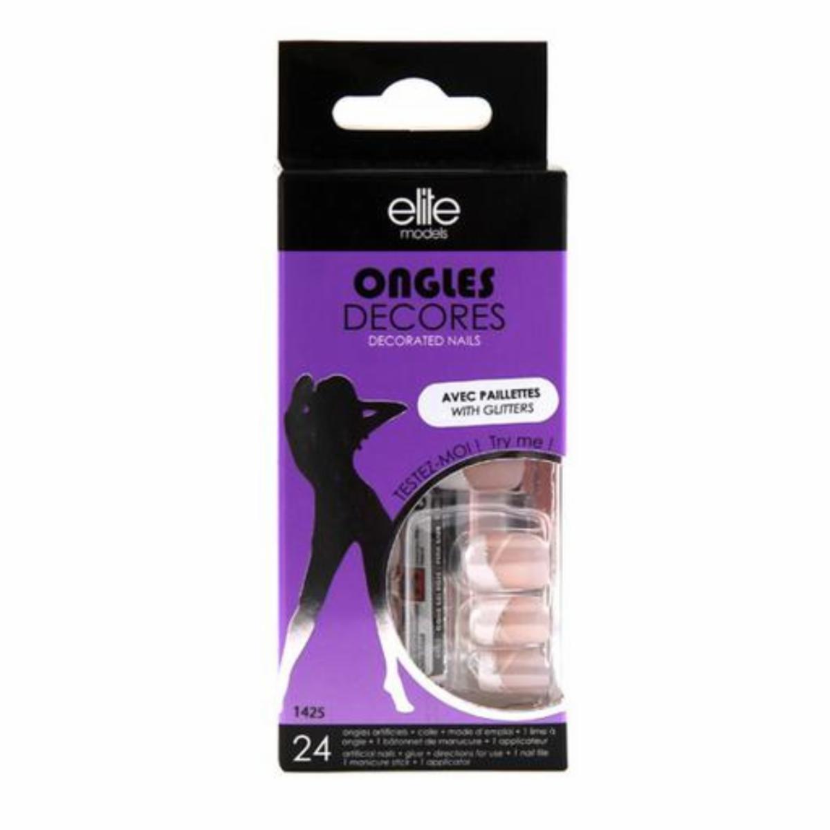 Uñas Postizas Decoradas Con Brillos X24 ELITE Paquete