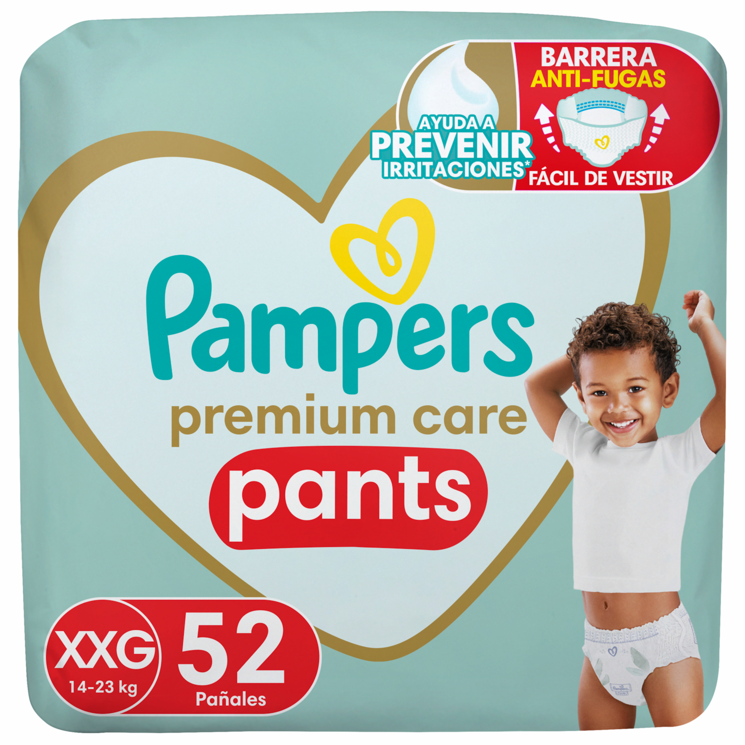 Pañales Premium Care Pants Talla XXG Fácil De Vestir PAMPERS X 52 Uds