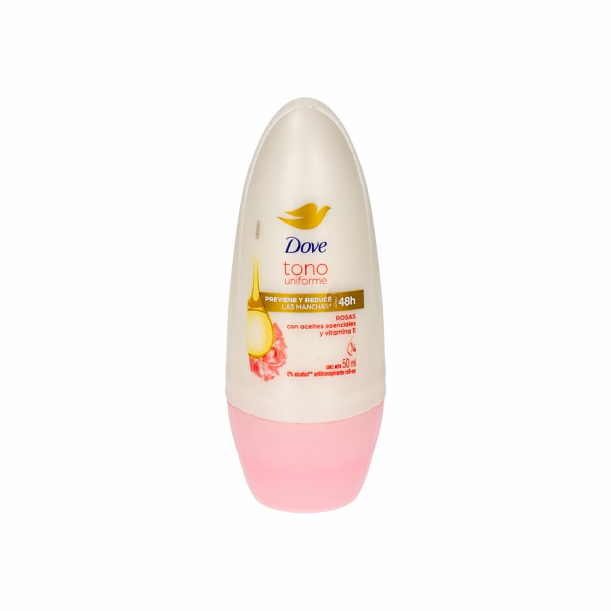 Desodorante En Roll On Para Dama Fragancia Rosas Tono Uniforme DOVE 50 Ml