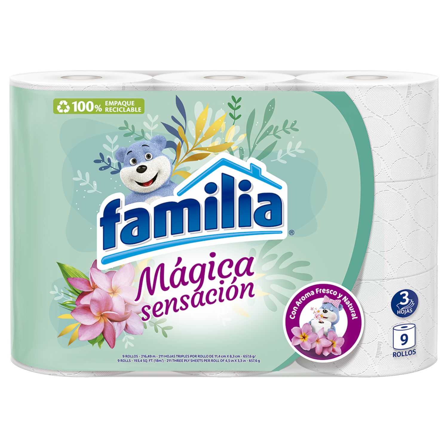 Papel Higiénico Mágica Sensación FAMILIA 9 Rollos