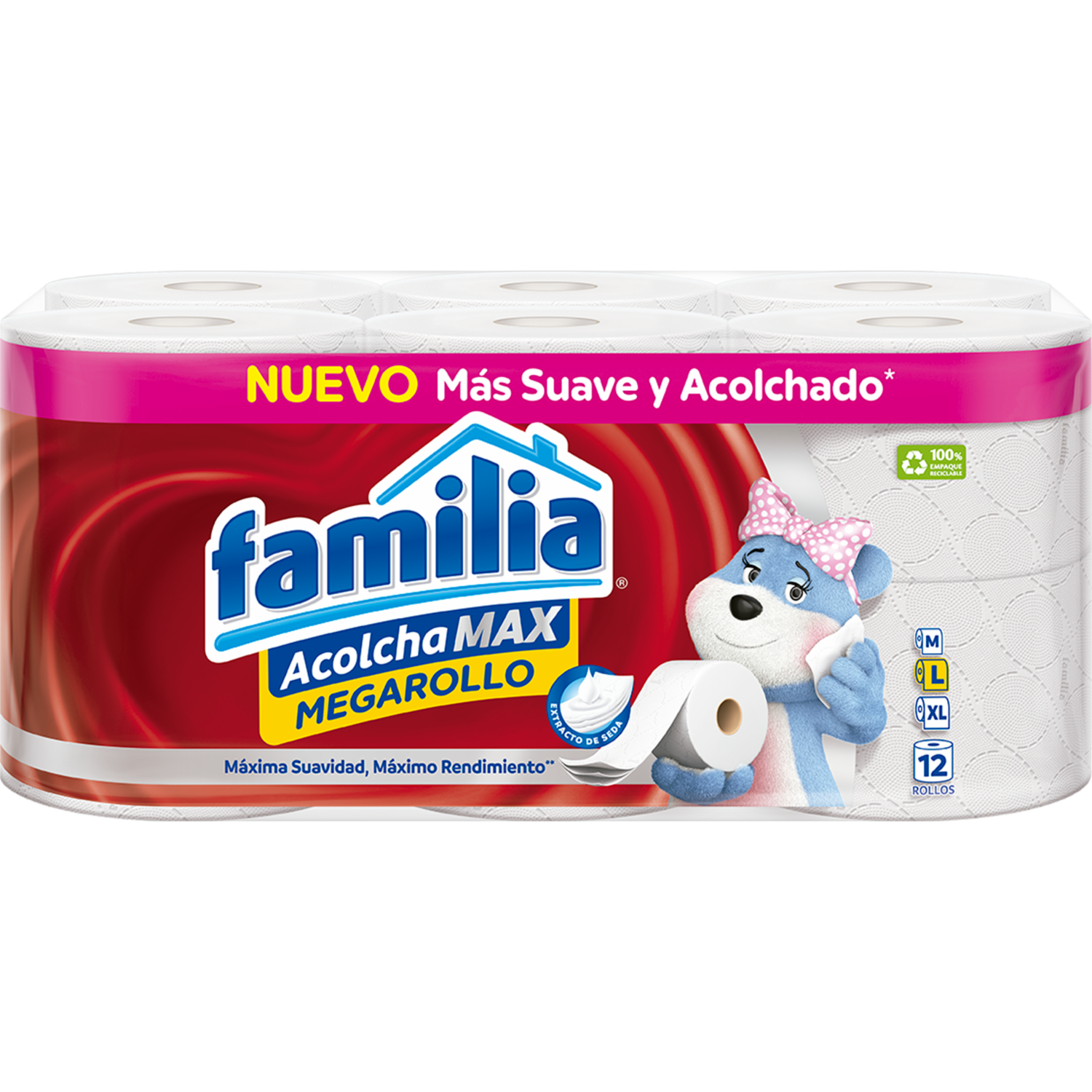 Papel Higiénico Acolchamax Mega Soft FAMILIA 12 Rollos