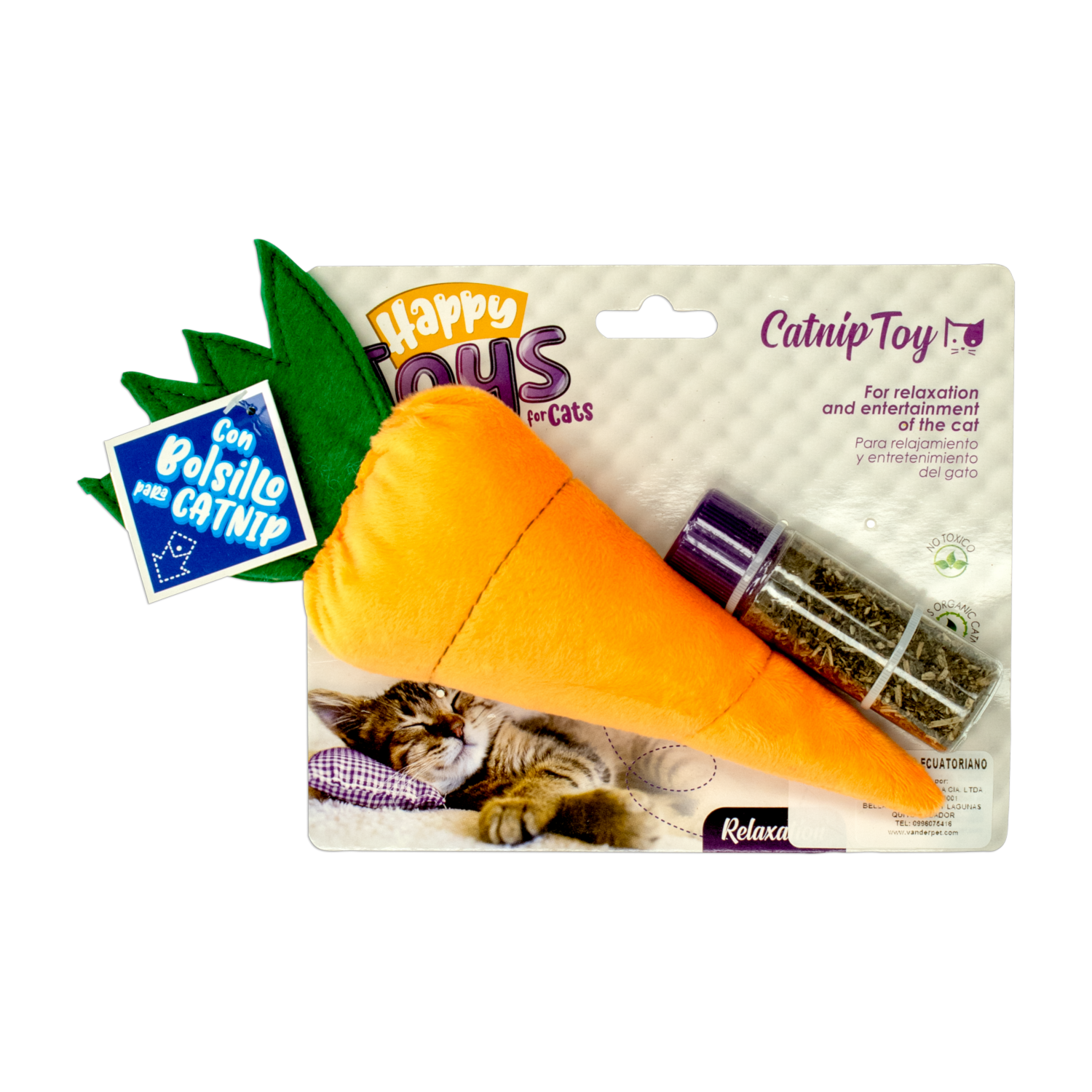 Juguete Para Gato Diseño Zanahoria Con Cat Nip HAPPY GATNIP Unidad
