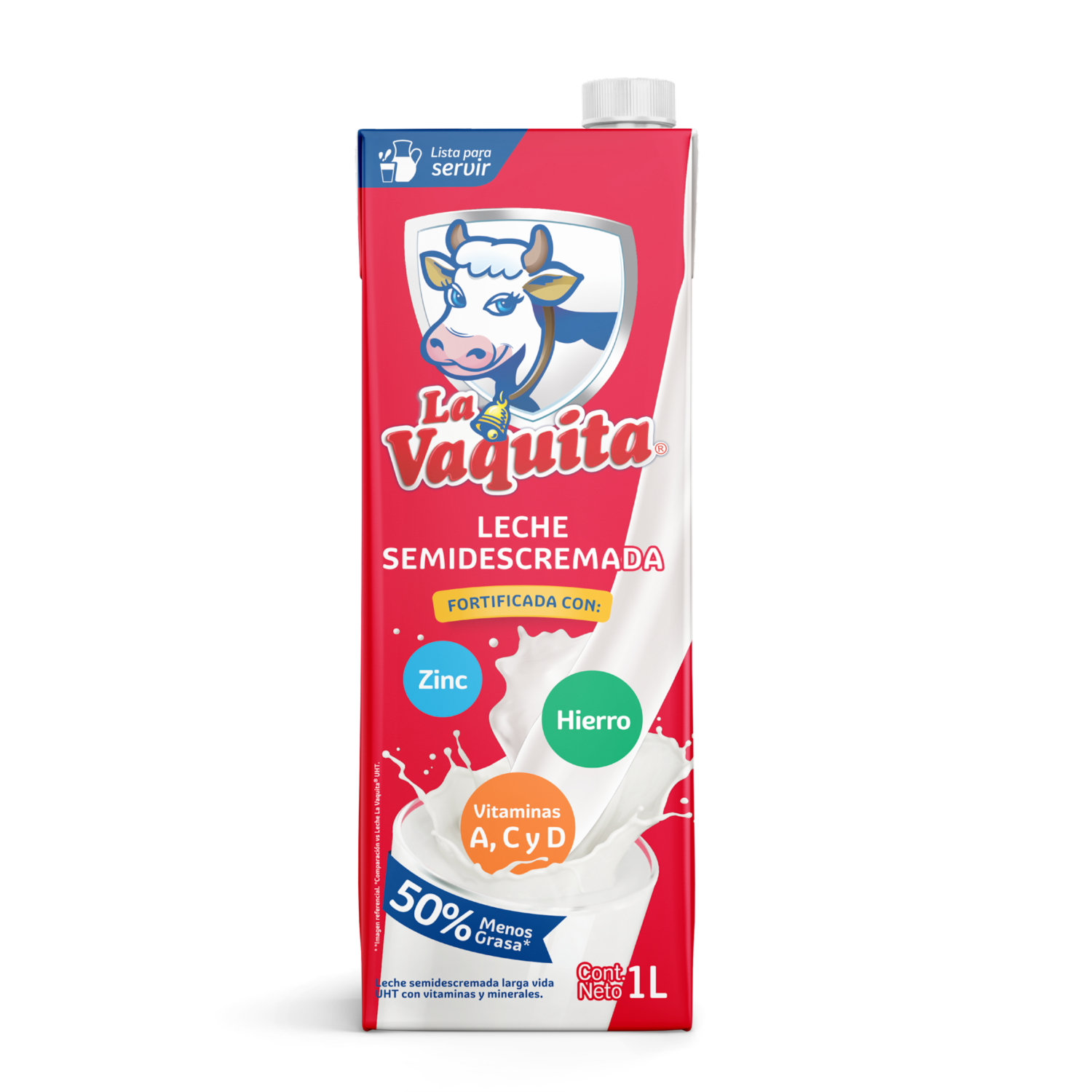 Leche Semidescremada Fortificada LA VAQUITA 1000 Ml