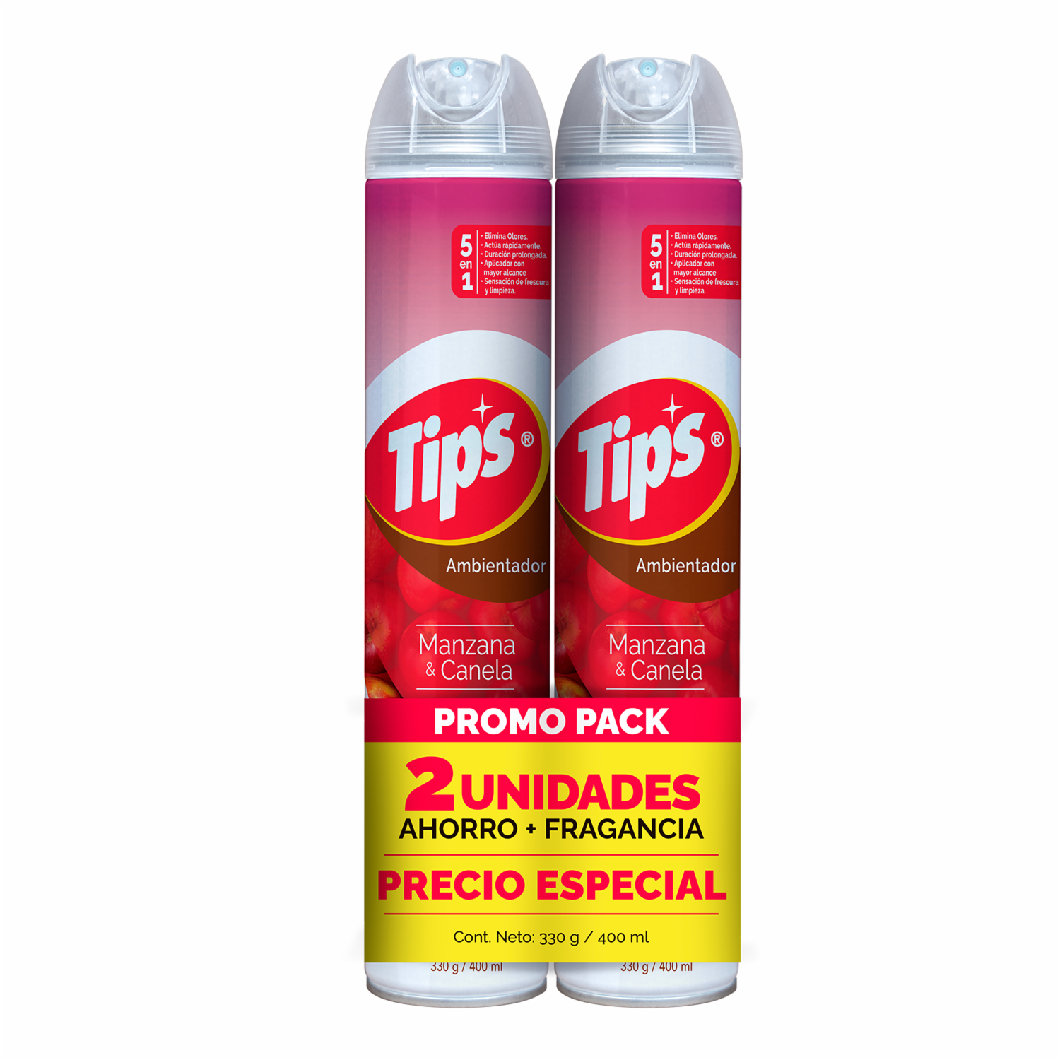 Ambientador En Spray Manzana Y Canela TIPS 2 X 400 Ml