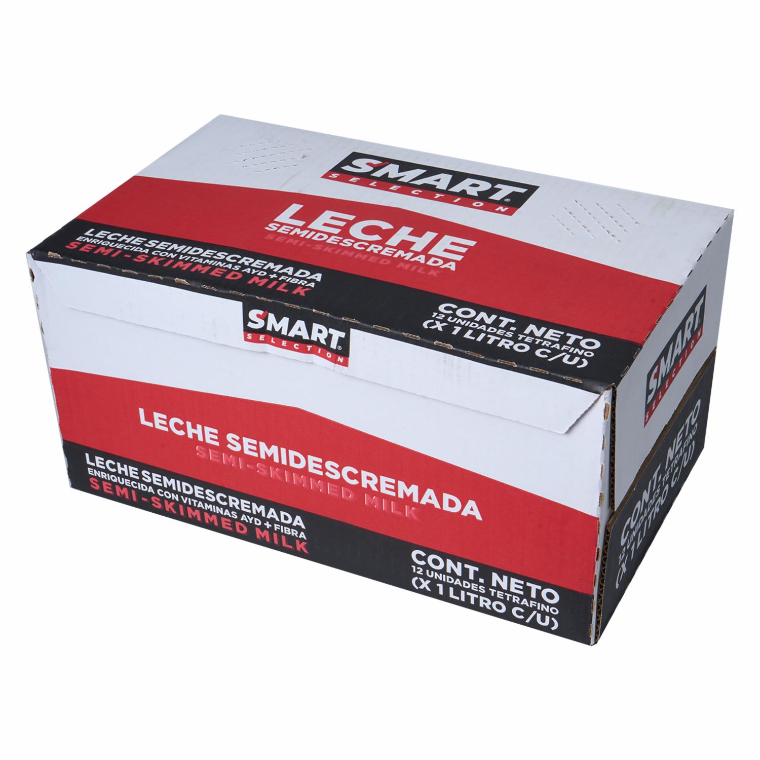 Leche Semidescremada Con Vitaminas Y Fibra SMART SELECTION 12 L