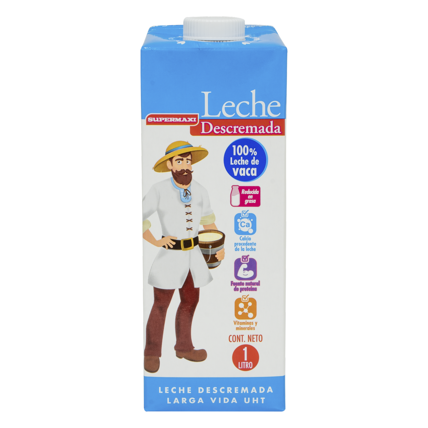 Leche Descremada Tetrapack Con Tapa SUPERMAXI 1000 Ml
