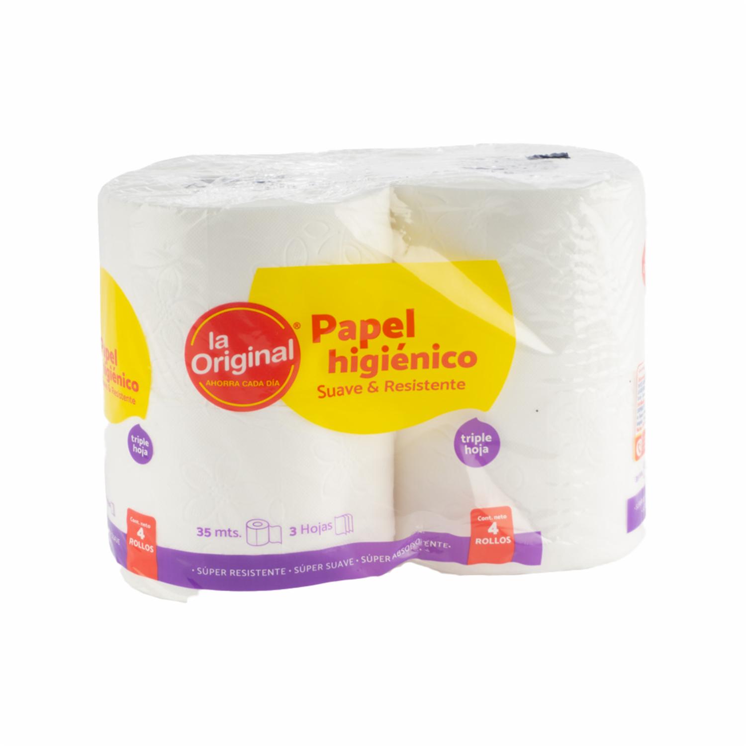 Papel Higiénico Triple Hoja Suave Y Resistente LA ORIGINAL 4 Rollos