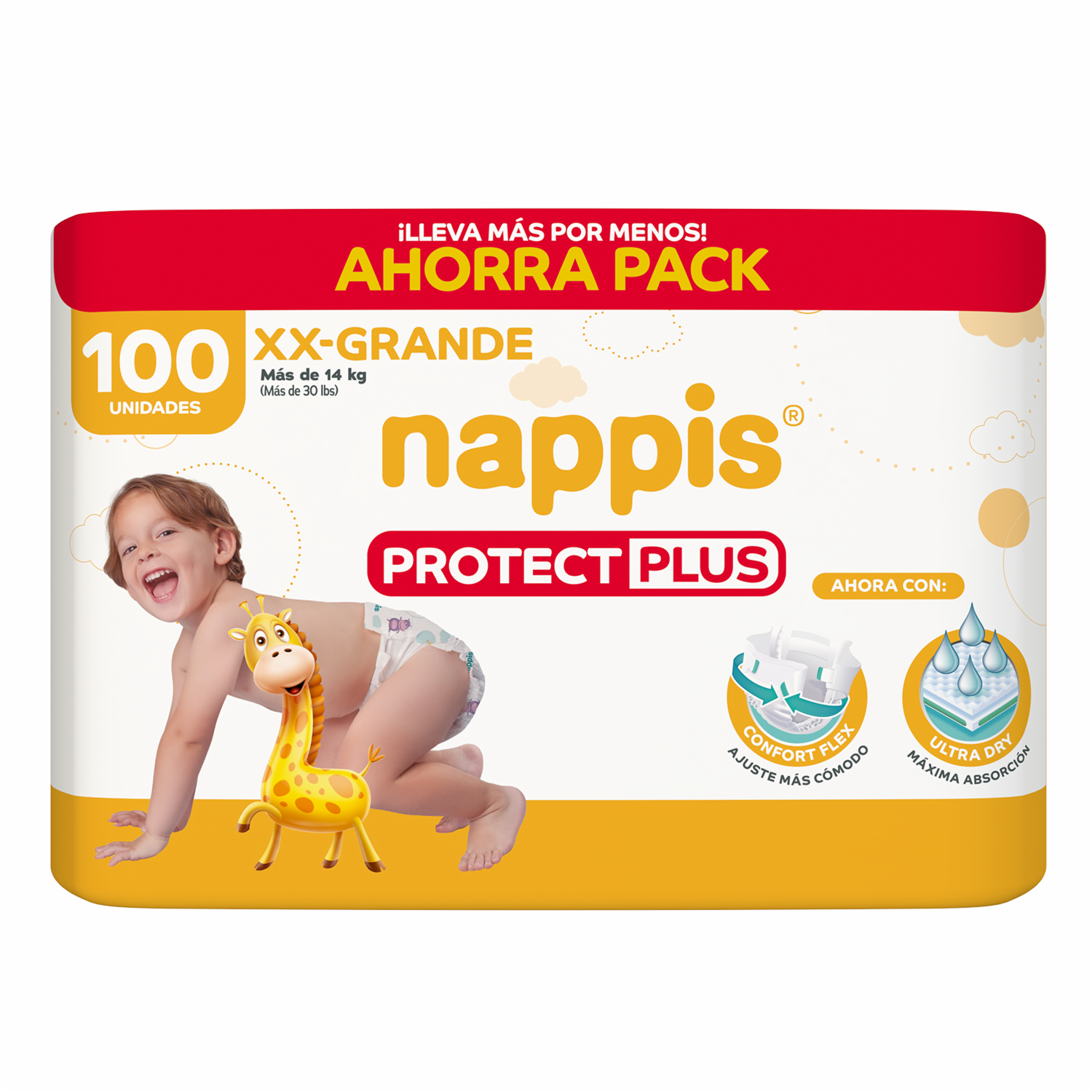 Pañales Desechables Protect Plus Para Más De 14 Kg Ahorra Pack NAPPIS X 100 Uds