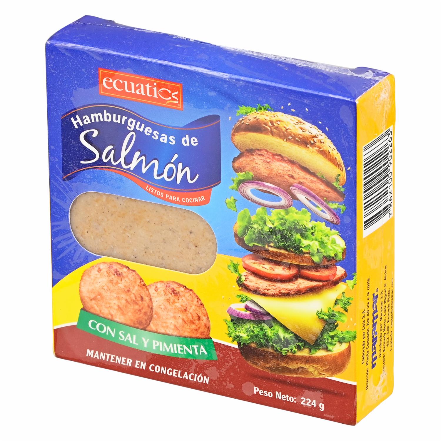 Hamburguesa De Salmón Con Sal Y Pimienta ECUATICS 224 G