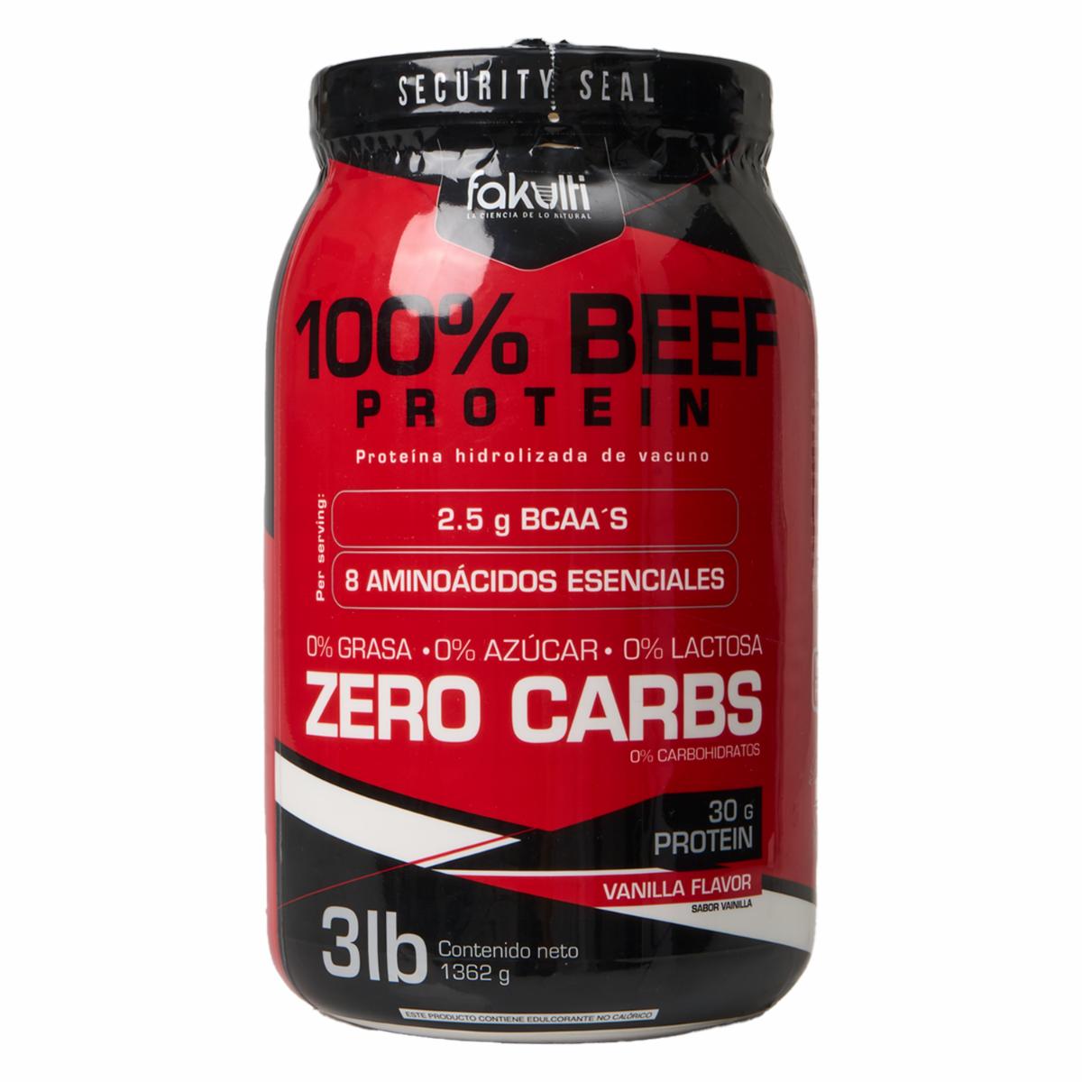 Proteína Hidrolizada Zero Carbs  100% Beef Sabor A Vainilla FAKULTI 1 362 G
