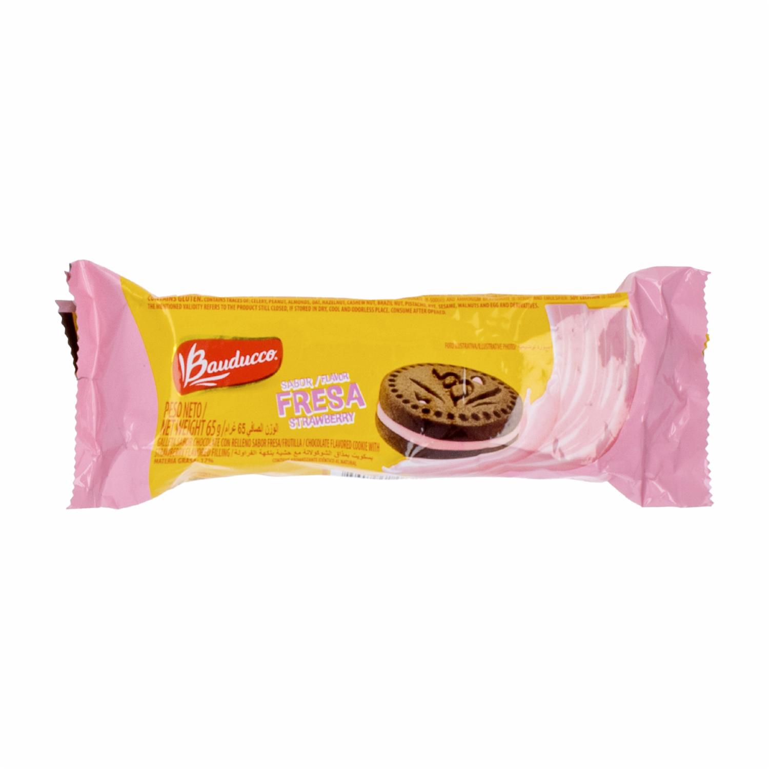 Galleta Rellena De Fresa Y Frutilla Sabor A Chocolate BAUDUCCO 65 G