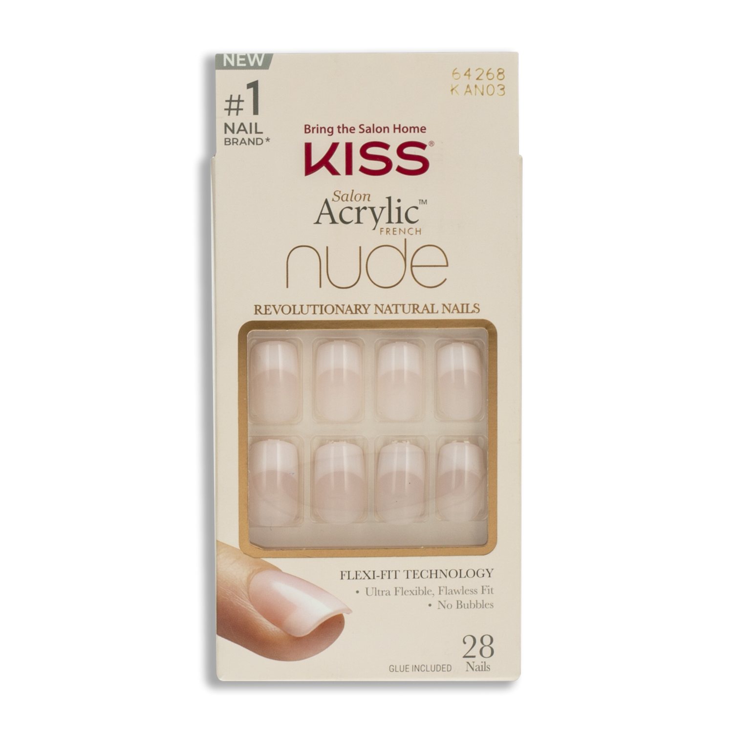 Uñas Postizas Salón Acrylic French nude KISS X 28 Uds
