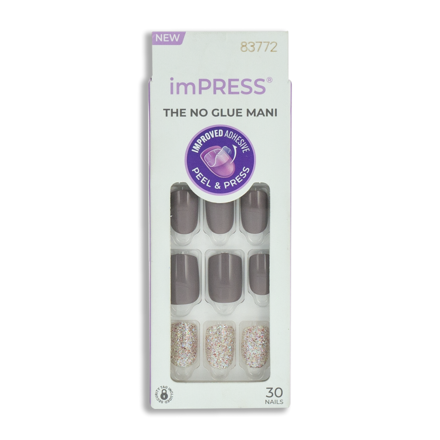 Uñas Postizas Con Brillos IMPRESS X 30 Uds