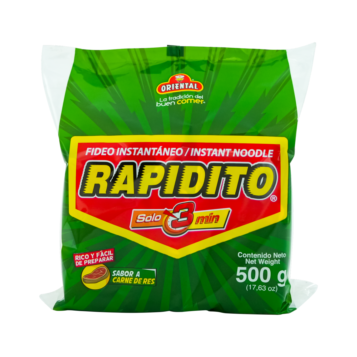 Fideo Instantáneos Rapidito Sabor A Carne ORIENTAL 500 G