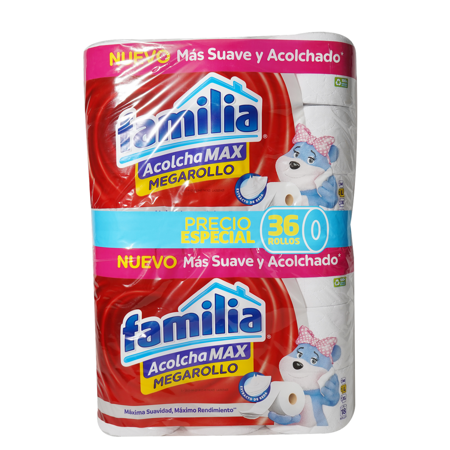 Papel Higiénico Acolchamax Mega Rollo Suave FAMILIA 2 X 18 Rollos