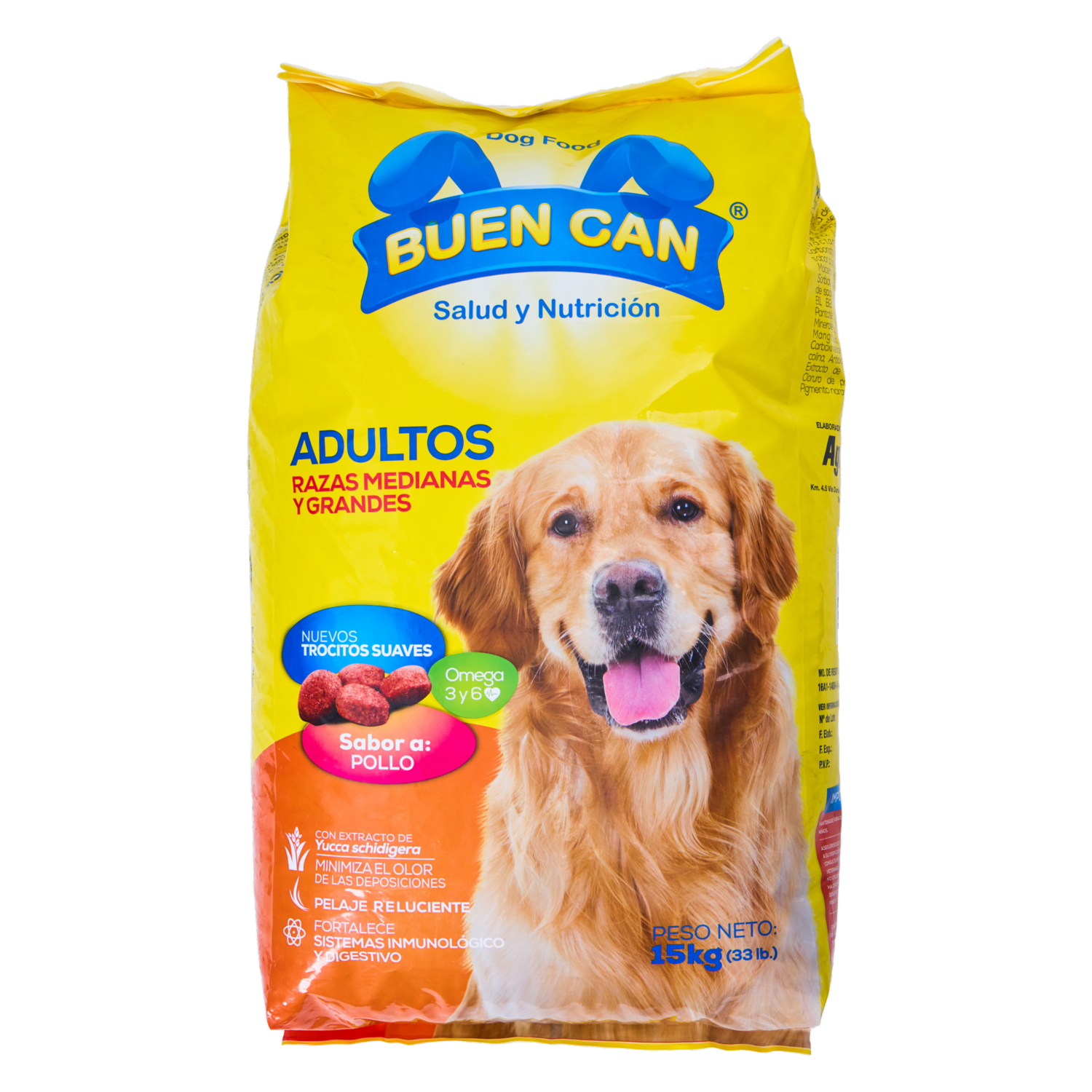 Alimento Para Perros Adultos Razas Medianas Y Grandes Sabor A Pollo BUEN CAN 15 Kg