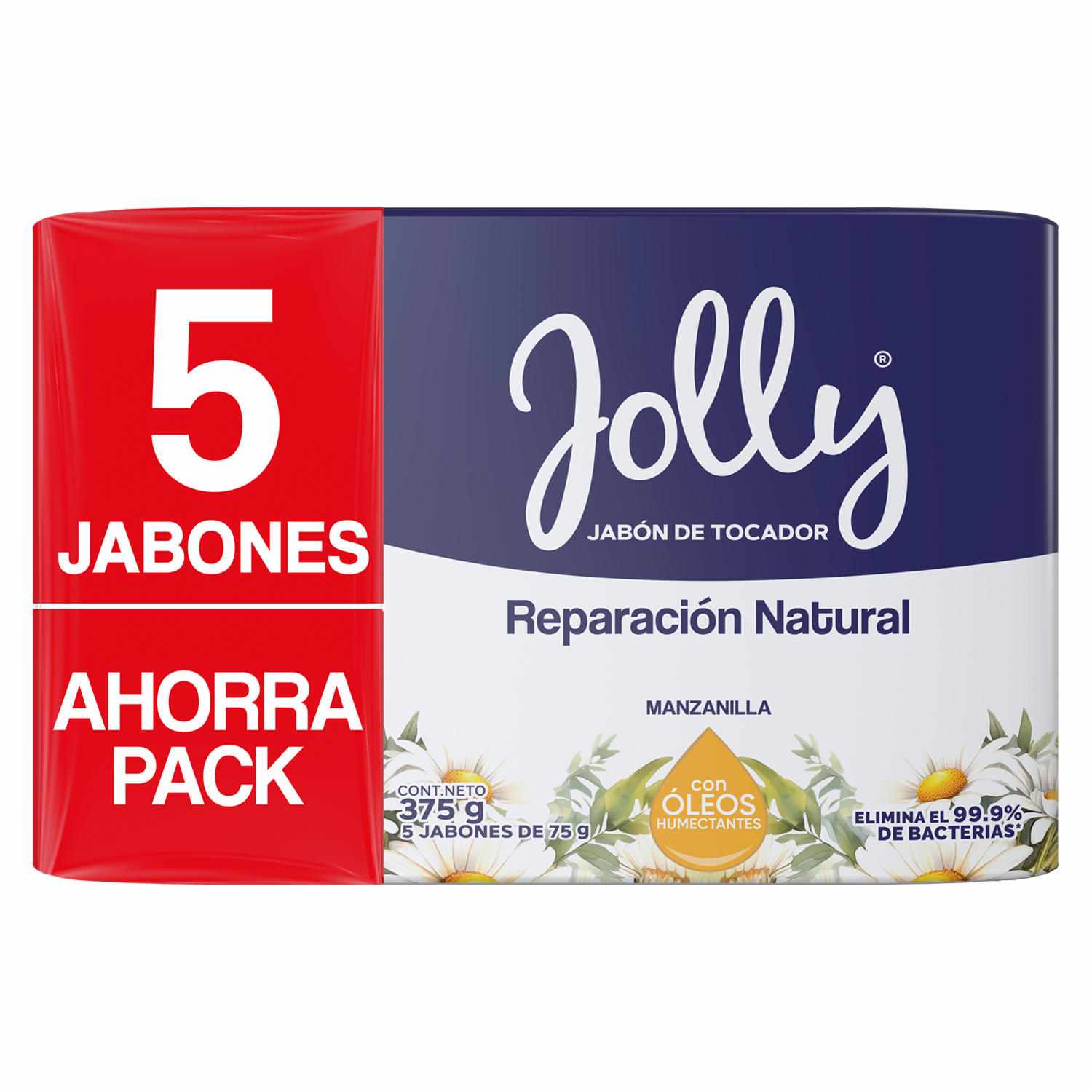 Jabón De Tocador Reparación Natural Con Manzanilla JOLLY 5 X 75 G