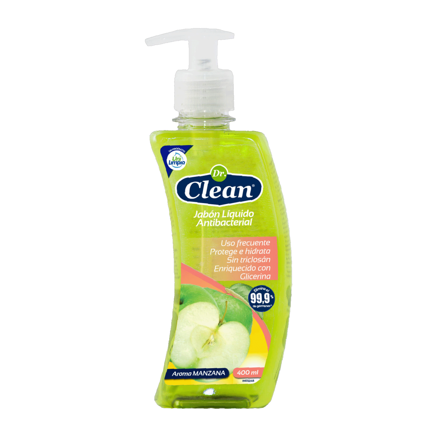 Jabón Líquido Antibacterial Aroma Manzana DR. CLEAN 400 Ml