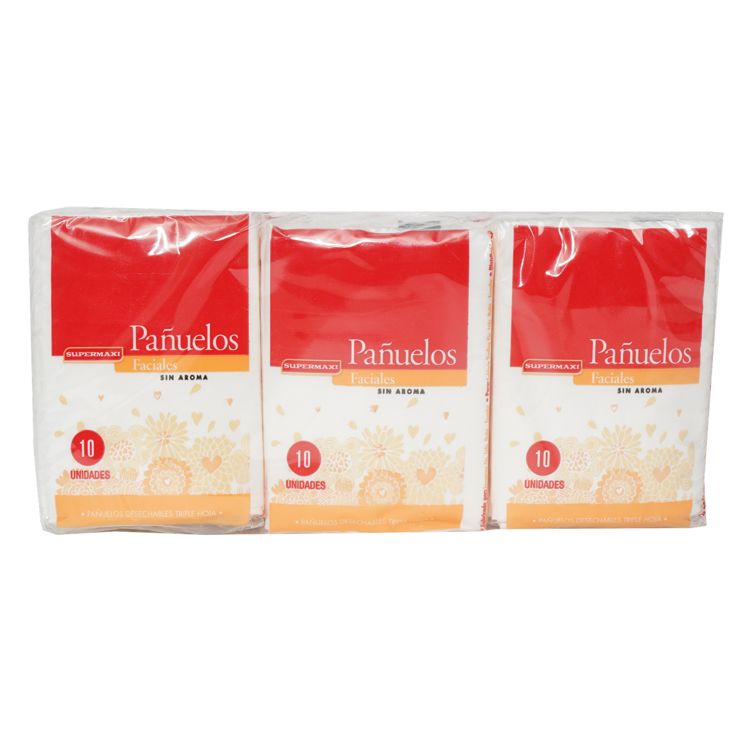 Pañuelos Faciales Desechables Sin Aroma SUPERMAXI X 10 Uds