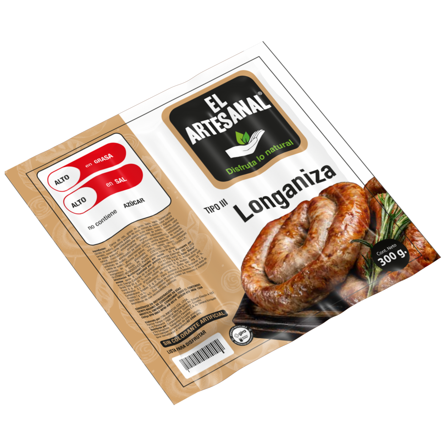 Longaniza Tipo I EL ARTESANAL 400 G