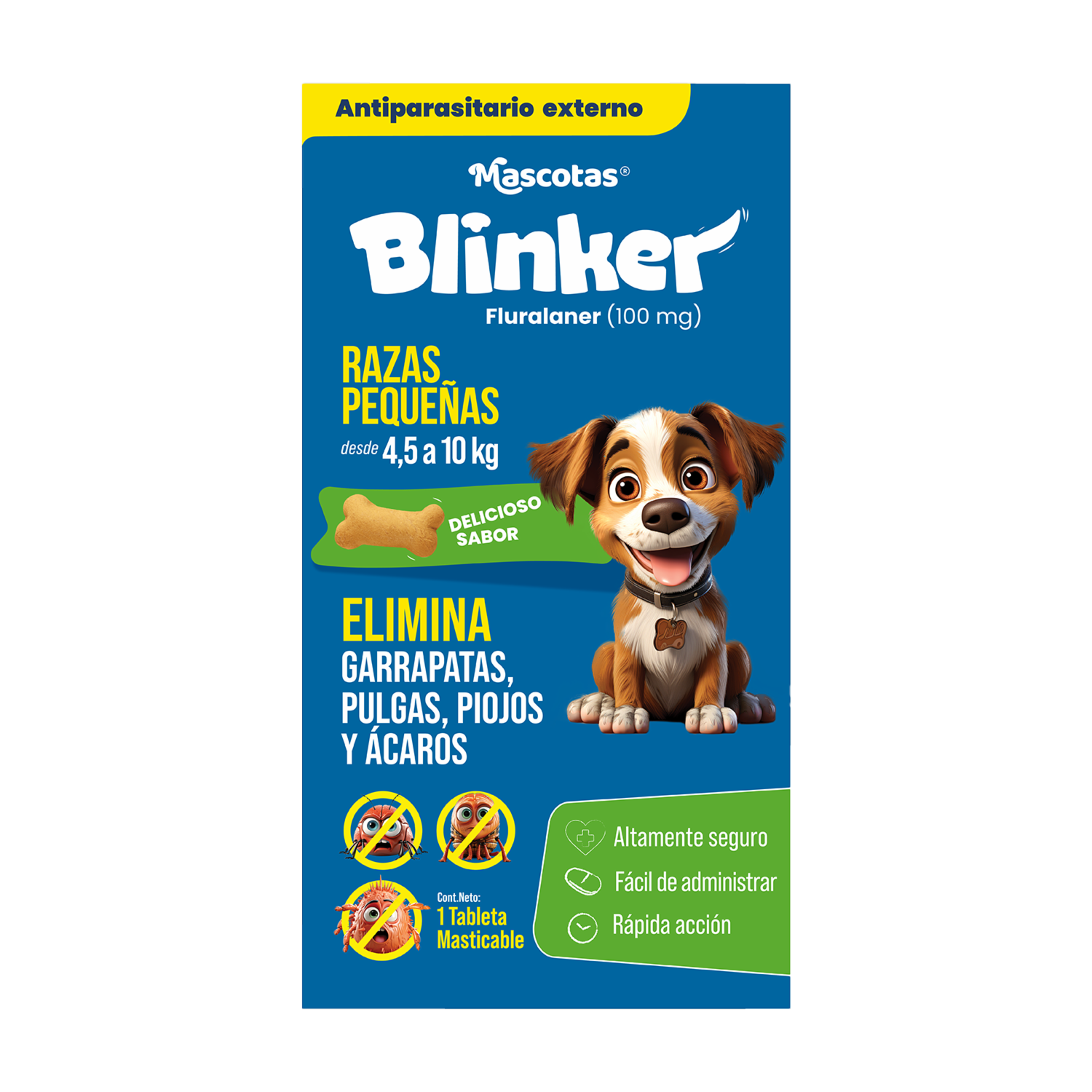 Antiparasitario Para Mascotas Externo Razas Pequeñas 4,5 A 10 Kg BLINKER 100 Mg