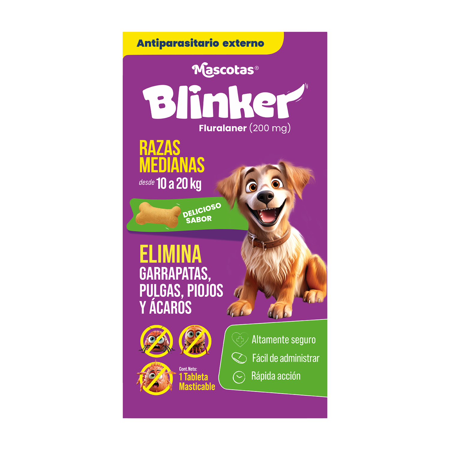 Antiparasitario Para Perros Razas Medianas 10 A 20 Kg BLINKER 200 Mg