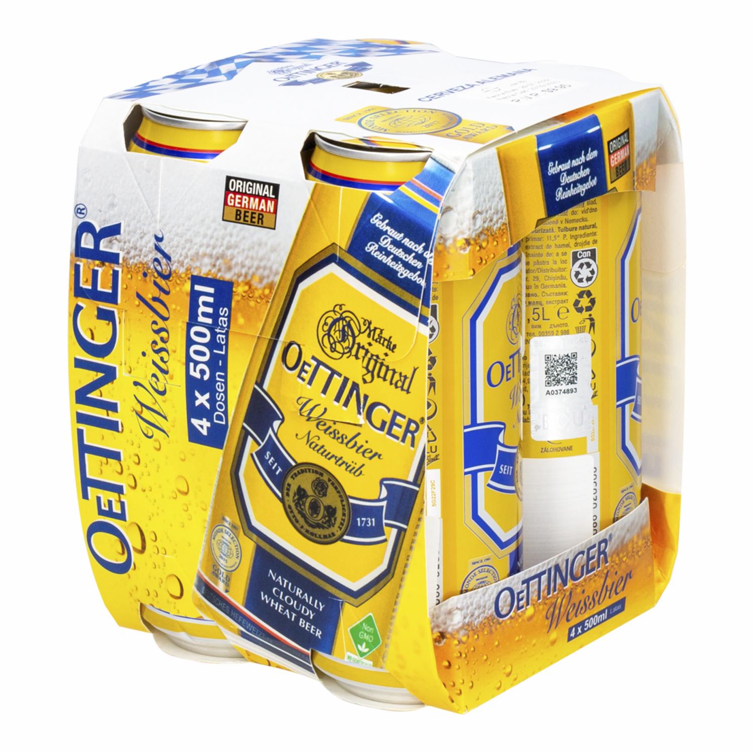 Cerveza Weissbier OETTINGER 4 x 500 ML
