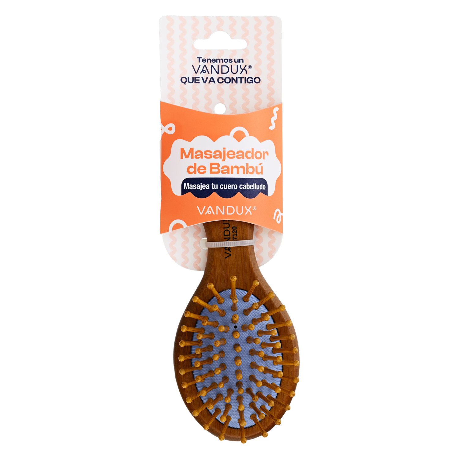 Cepillo De Cabello De Bambú Masajeador Pequeño Redondo Pin Grueso VANDUX Unidad