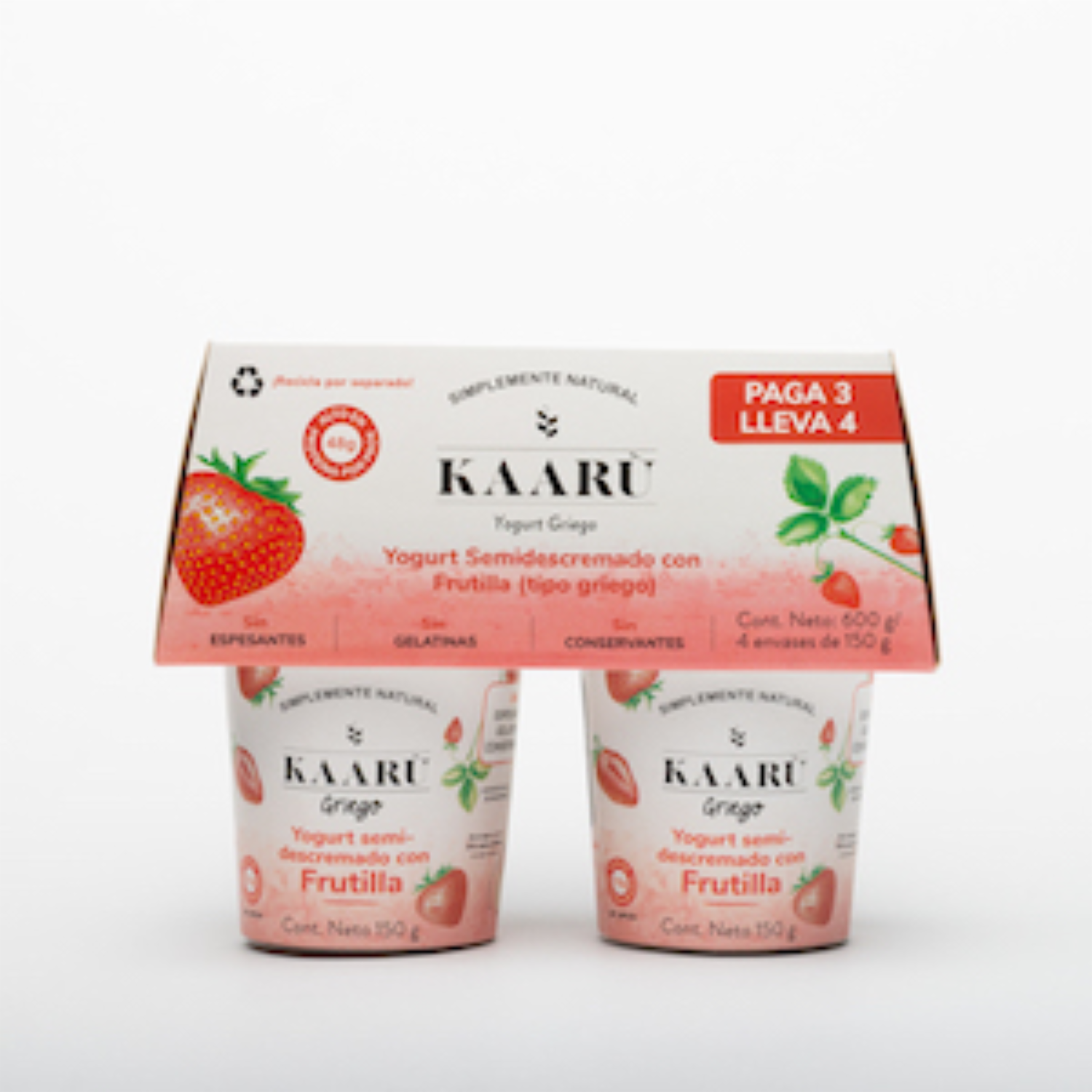 Yogurt Griego Frutilla KAARÙ 4 X 150 G