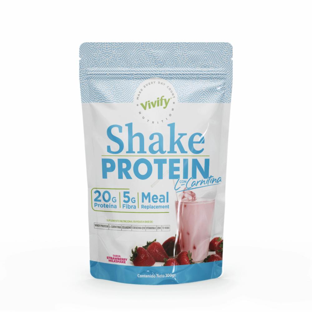 Shake Protein Con L-Carnitina Sabor A Fresa VIVIFY 300 G