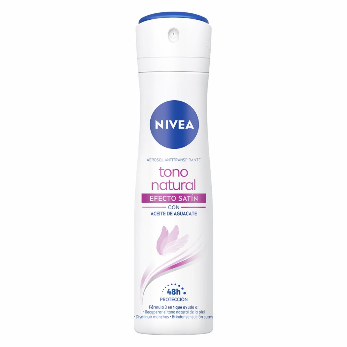 Desodorante En Aerosol Para Dama Tono Natural Efecto Satín NIVEA 150 Ml