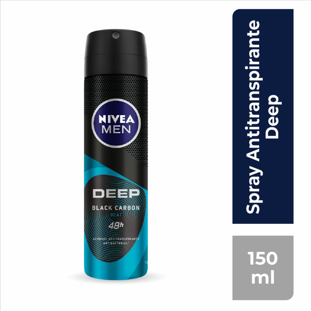 Desodorante En Aerosol Para Caballero Deep Amazonía Black Carbón NIVEA MEN 150 Ml
