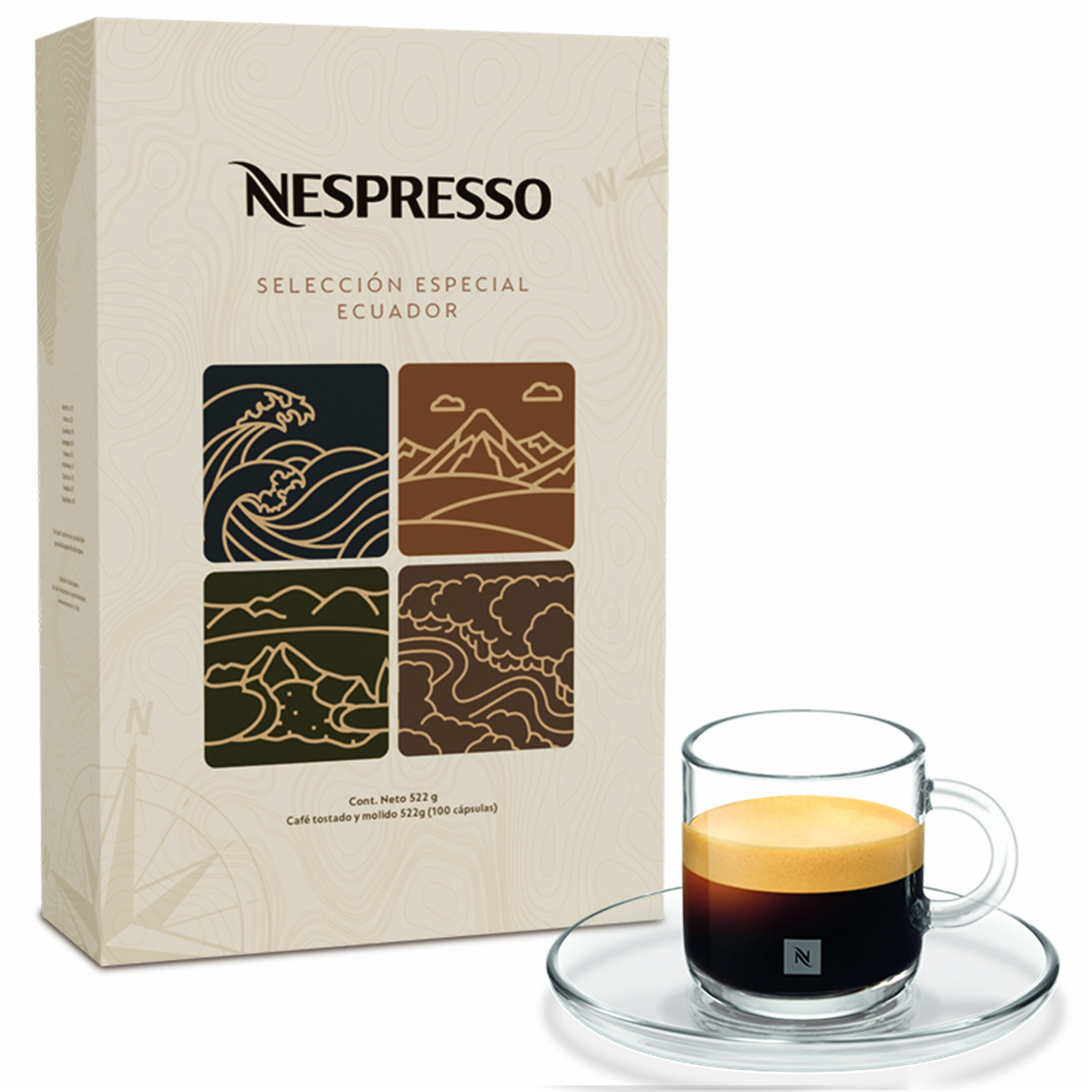Pack Selección Especial Ecuador(Incluye Taza Con Plato) NESPRESSO 10 Paquetes