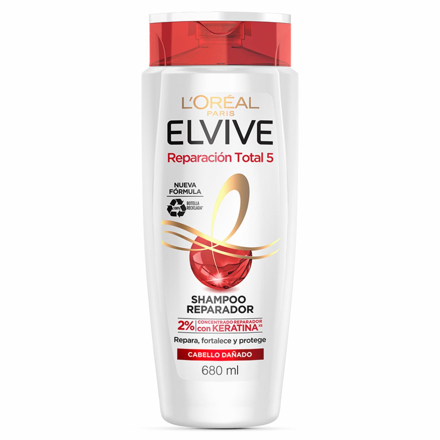 Shampoo De Cabello Reparación Total 5 Para Cabello Dañado ELVIVE L’ORÉAL 680 Ml
