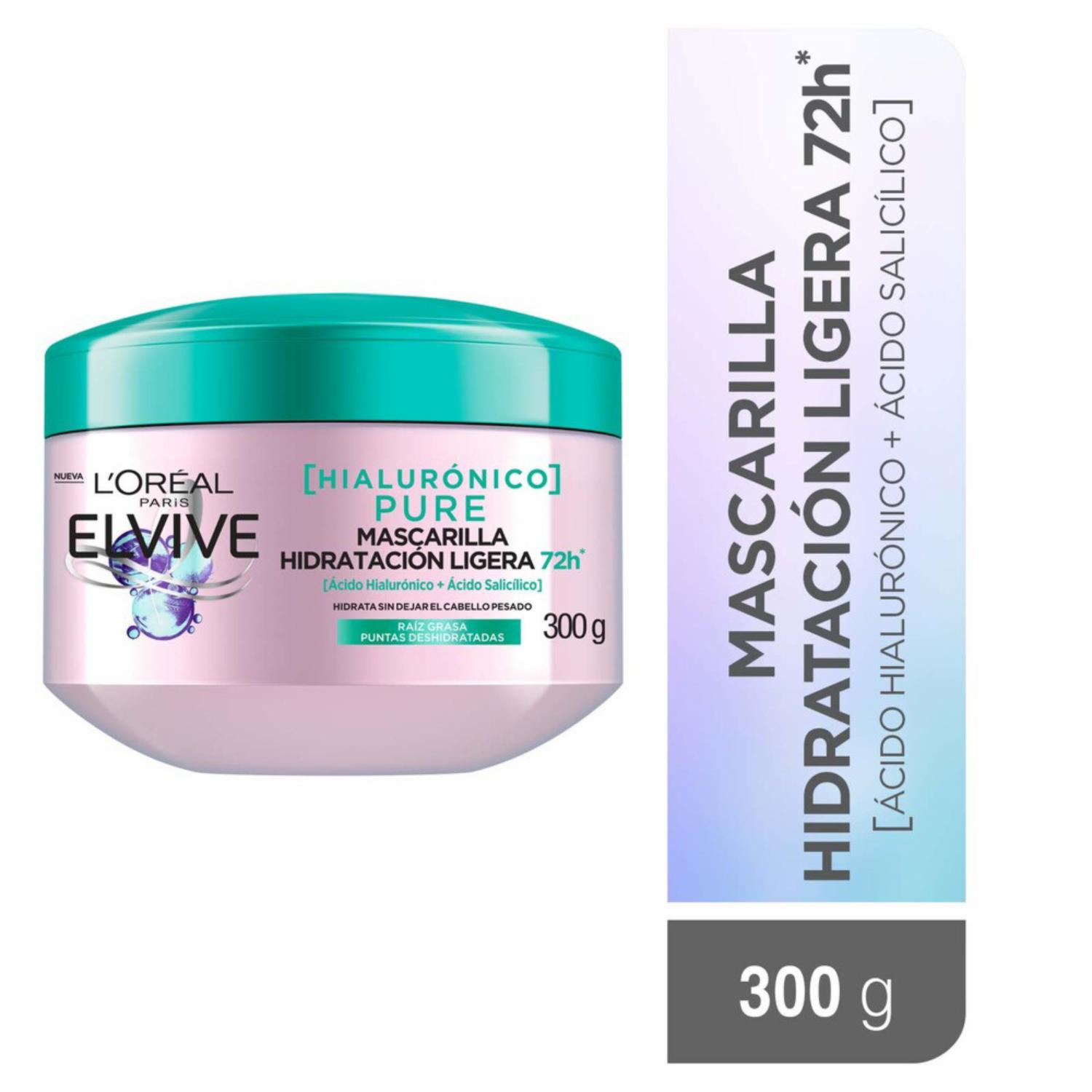 Mascara Capilar Hialurónico Pure Para Raíz Grasa Y Puntas Deshidratadas ELVIVE L’ORÉAL 300 G