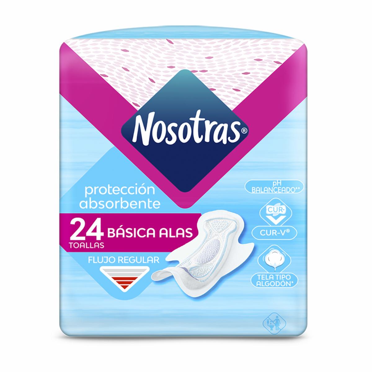 Toallas Sanitarias Básicas Con Alas NOSOTRAS X 24 Uds