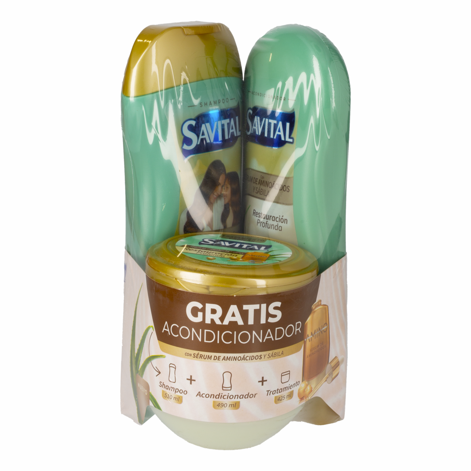 Shampoo De Cabello Acondicionador Y Tratamiento Aminoácidos Pack SAVITAL X 3 Uds