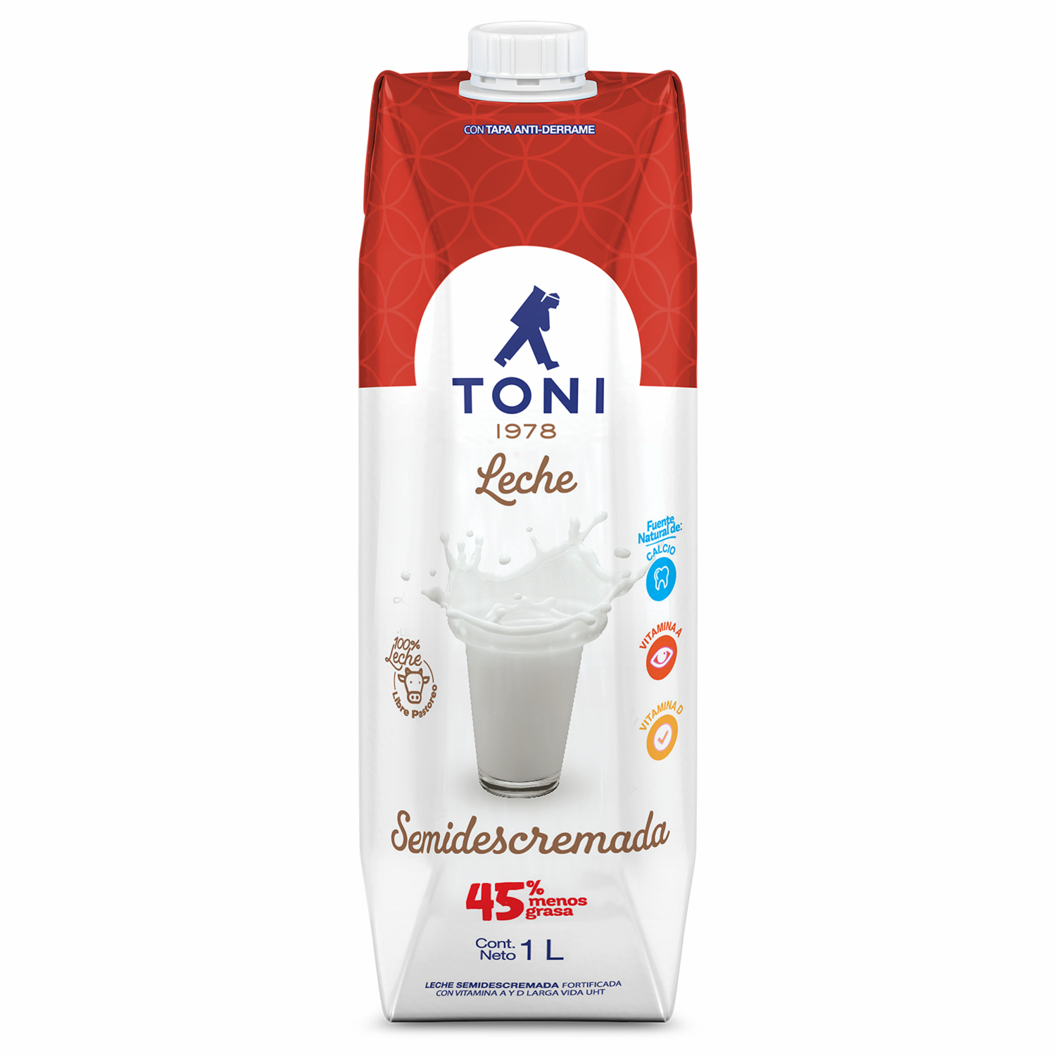 Leche Semidescremada Ultrapasteurizada TONI Tetrapack