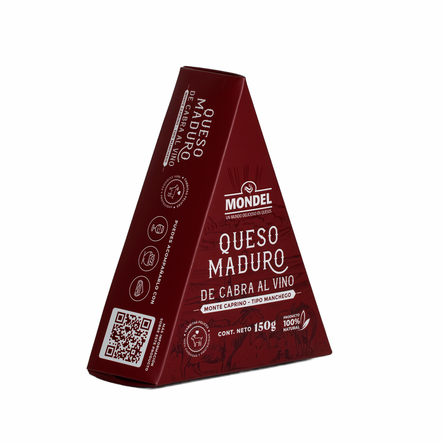 Queso De Cabra Maduro Macerado En Vino Tinto Monte Caprino – Tipo Manchego MONDEL 150 G - Imagen 8