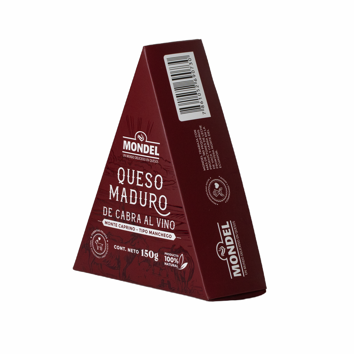 Queso De Cabra Maduro Macerado En Vino Tinto Monte Caprino – Tipo Manchego MONDEL 150 G - Imagen 10