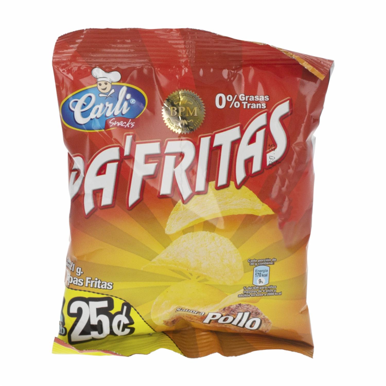 Papas Fritas Sabor A Pollo CARLI SNAKCS 21 G