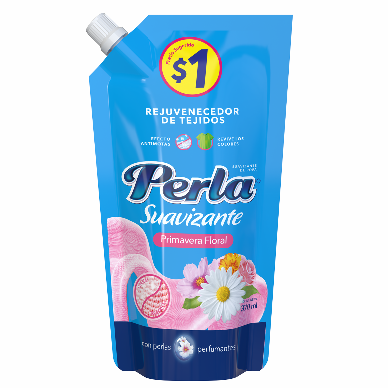 Suavizante Rejuvenecedor De Tejidos Primavera Floral PERLA 370 Ml