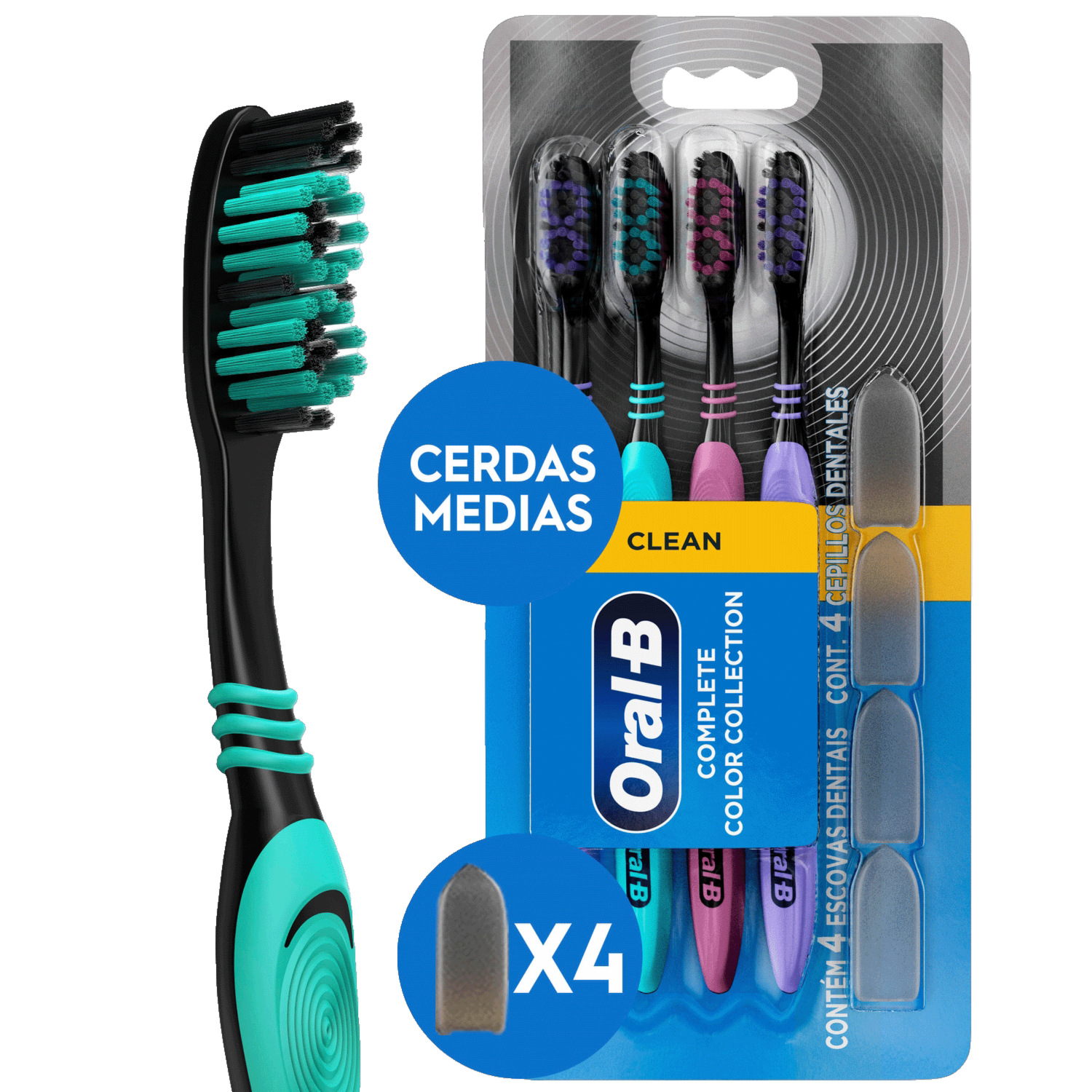 Cepillo Dental Color Collection Con Cerdas Zigzag Limpieza Efectiva Pack Familia ORAL-B 4 Unidades