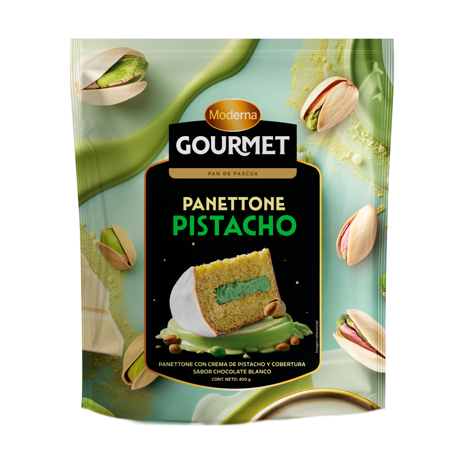 Panettone Gourmet Pistacho MODERNA 400 G