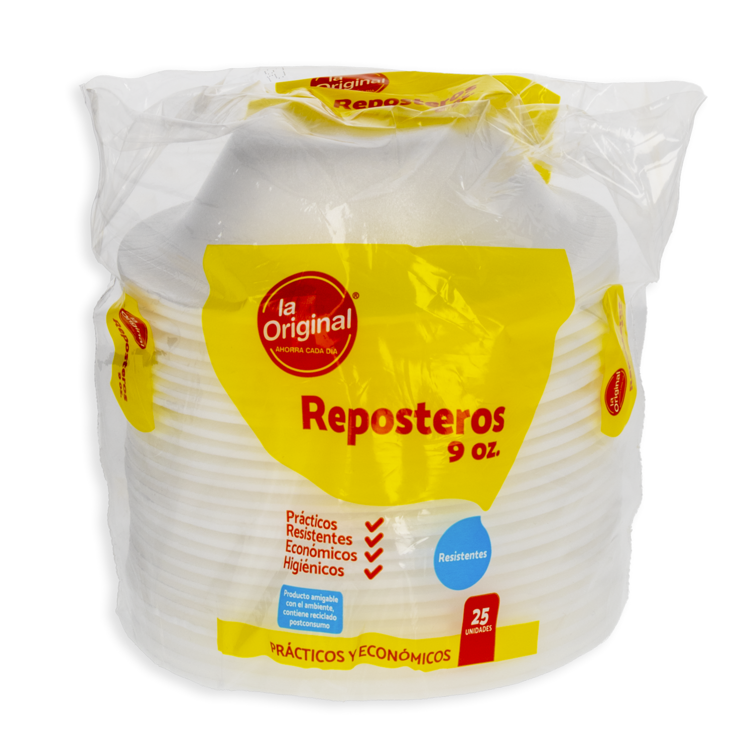 Repostero Desechable Blanco 9 Onzas LA ORIGINAL 25 Uds