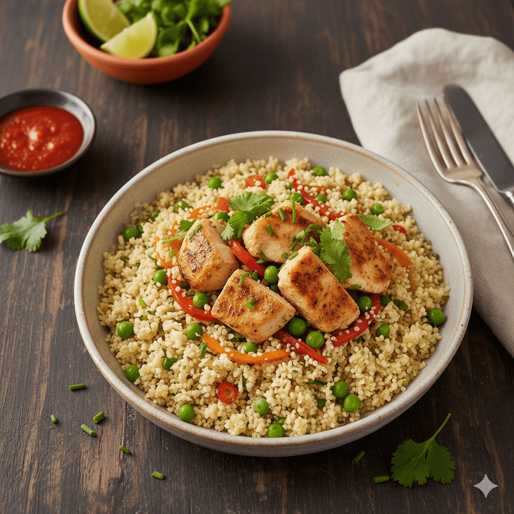 Arroz de coliflor con pollo